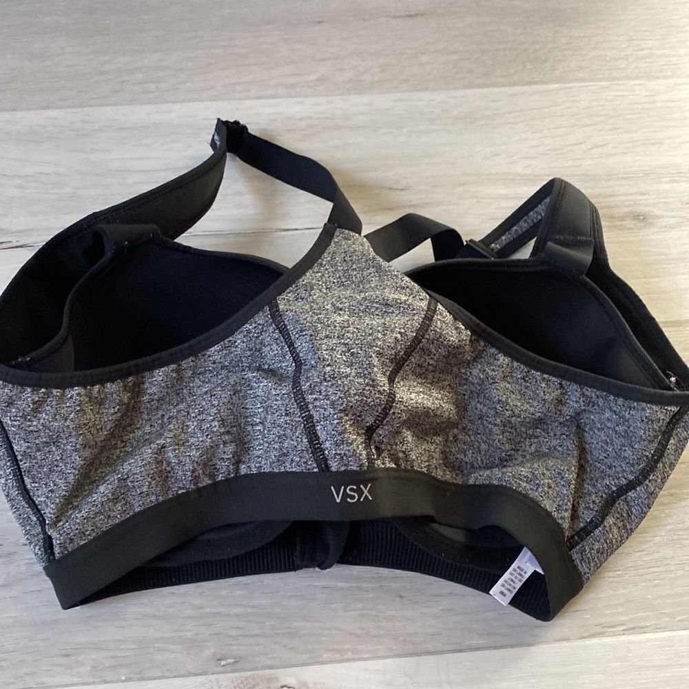 Victorias Secret Knockout Underwire High Impact Grey Marled Zipper Sprt Bra Nwot - Picture 4 of 5